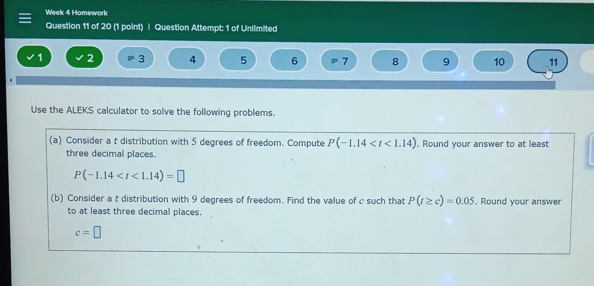 Solved Use The Aleks Calculator To Solve The Following Chegg