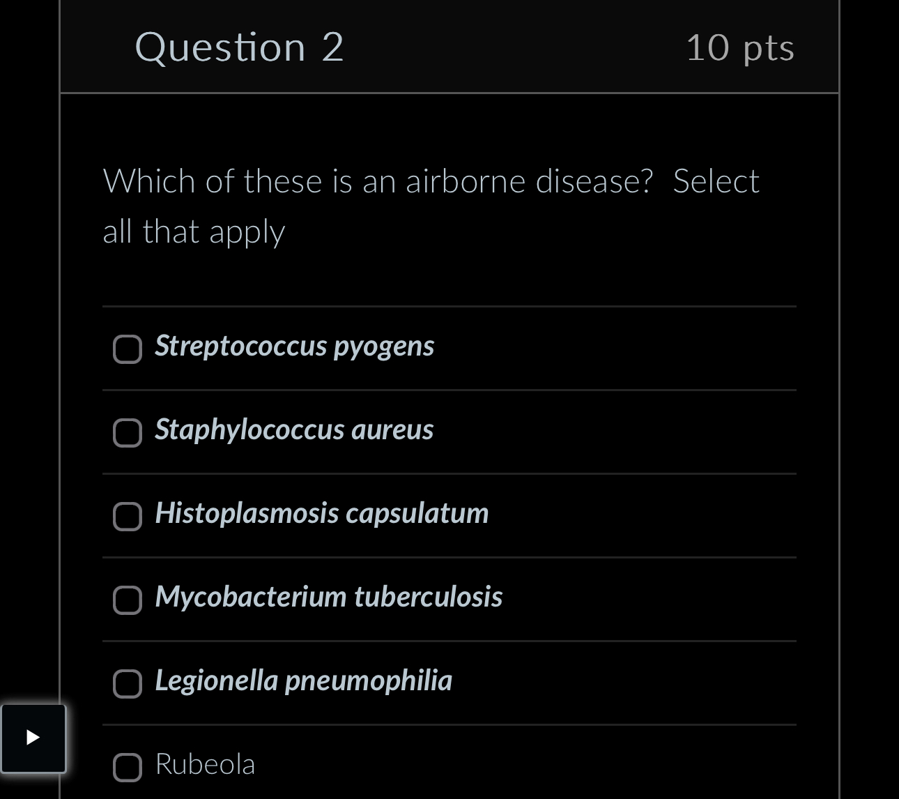 Solved Question Ptswhich Of These Is An Airborne Chegg