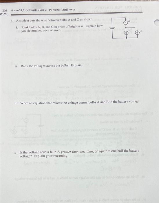 Solved EM A Model For Circuits Part 2 Potential Difference Chegg