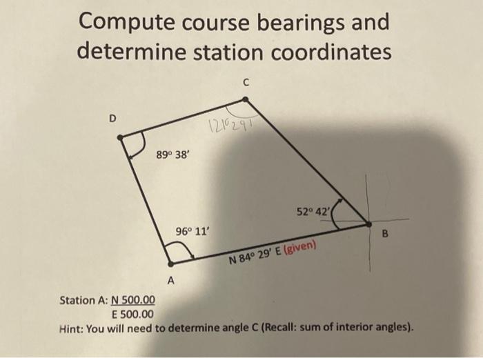 Solved Compute Course Bearings And Determine Station Chegg