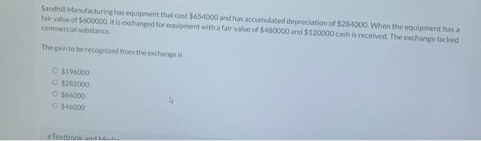 Solved Sandhill Manufacturing Has Equipment That Cost Chegg