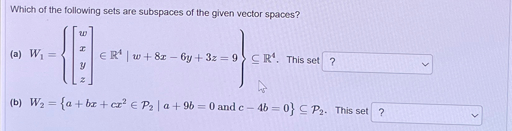 Which Of The Following Sets Are Subspaces Of The Chegg