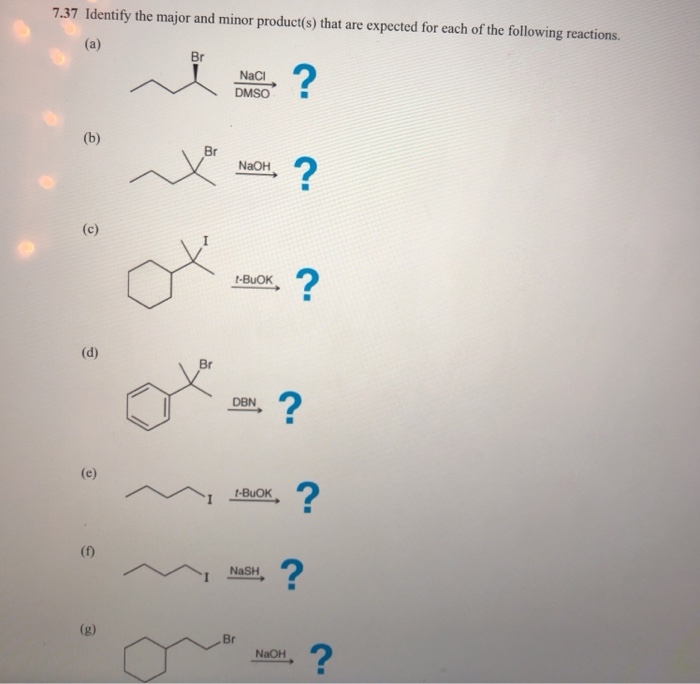 Solved 7 37 Identify The Major And Minor Product S That Are Chegg