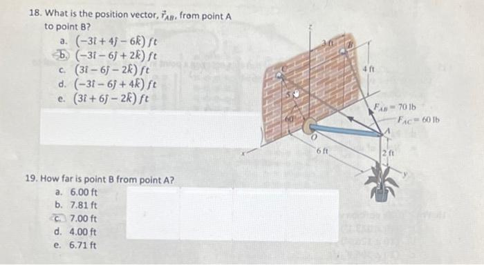 Solved 18 What Is The Position Vector RAB From Point A To Chegg