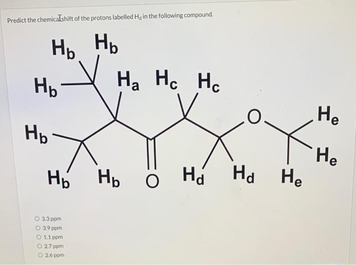 Solved Predict The Chemicalshift Of The Protons Labelled Hy Chegg