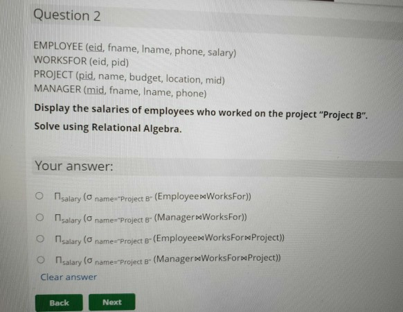 Solved Question 2 EMPLOYEE Eid Fname Iname Phone Chegg