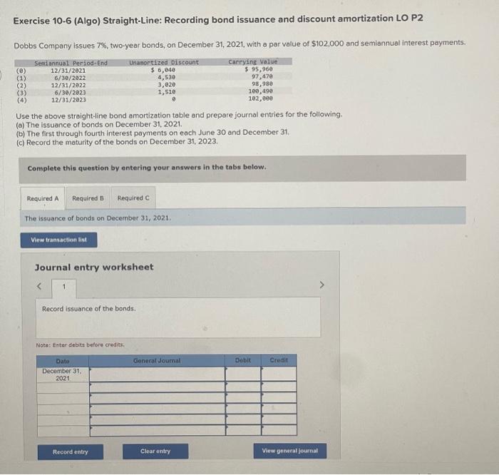 Solved Exercise Algo Straight Line Recording Bond Chegg