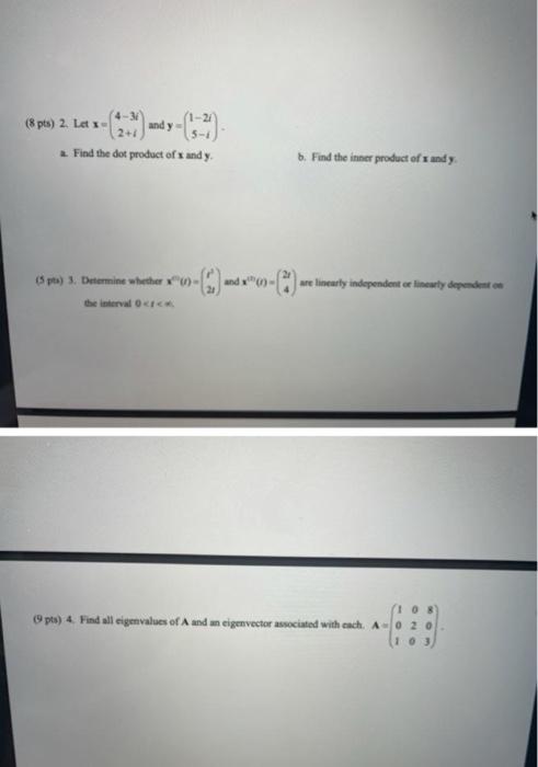 Solved Andy Pts Let Find The Dot Chegg