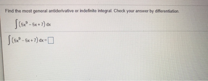 Solved Find The Most General Antiderivative Or Indefinite Chegg