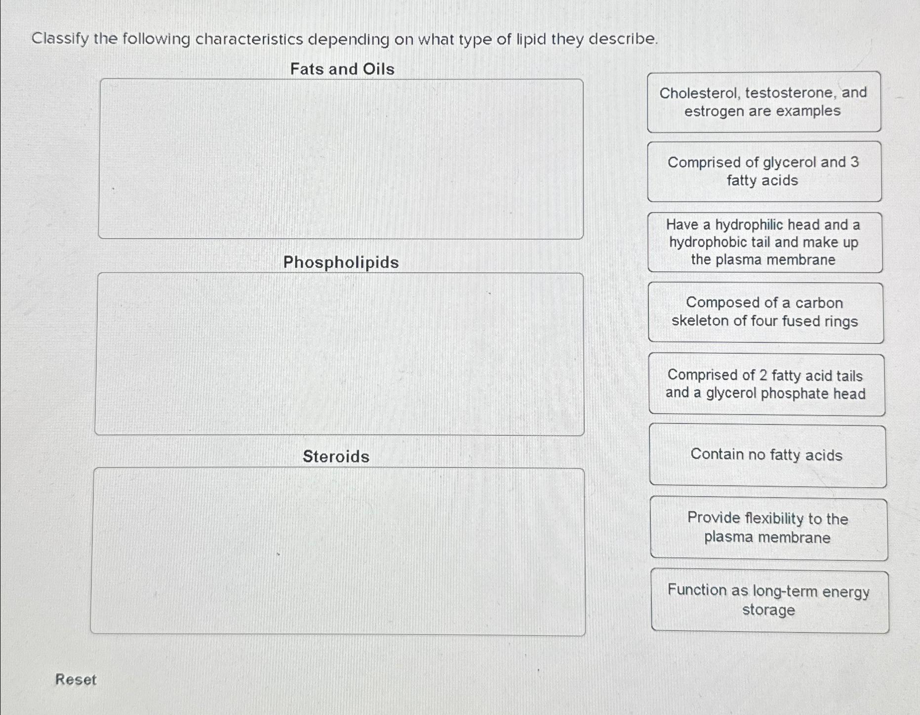 Solved Classify The Following Characteristics Depending On Chegg