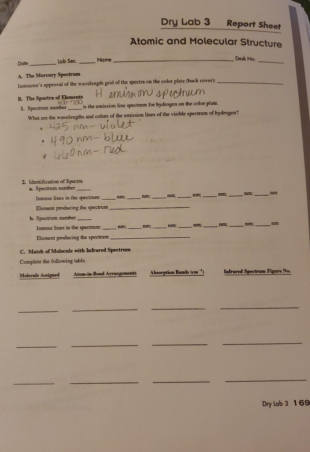 Need Help With Dey Lab Atomic And Molecular Chegg