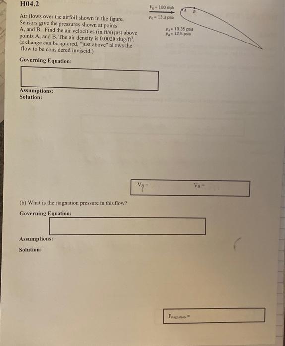 Solved V Mph A Po Pia H Air Flows Over The Chegg