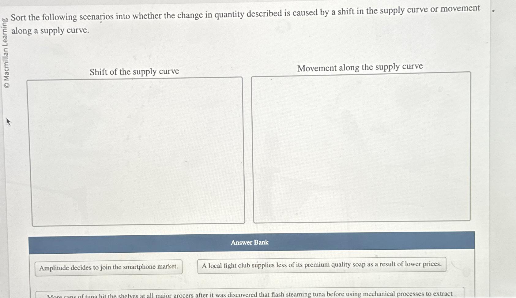 Solved Sort The Following Scenarios Into Whether The Change Chegg