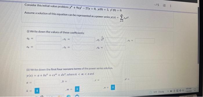 Solved Consider This Initial Value Probleme Chegg