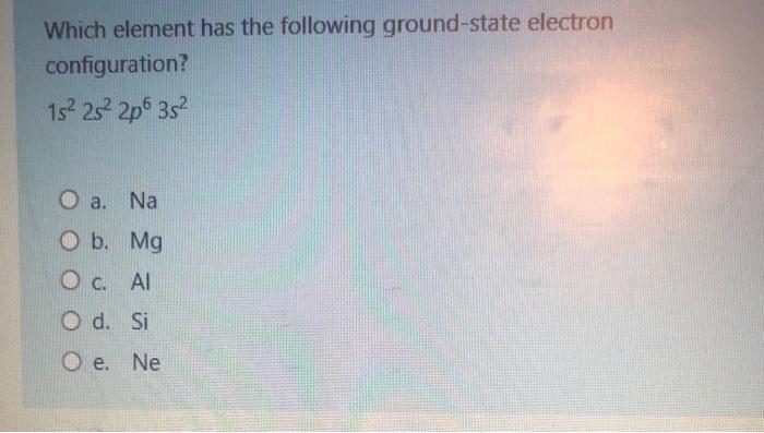 Solved Which Element Has The Following Ground State Electron Chegg