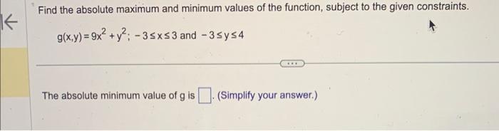 Solved Find The Absolute Maximum And Minimum Values Of The Chegg