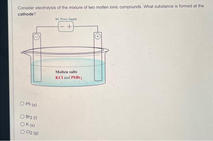 Solved Consider Electrolysis Of The Mixture Of Two Molten Chegg