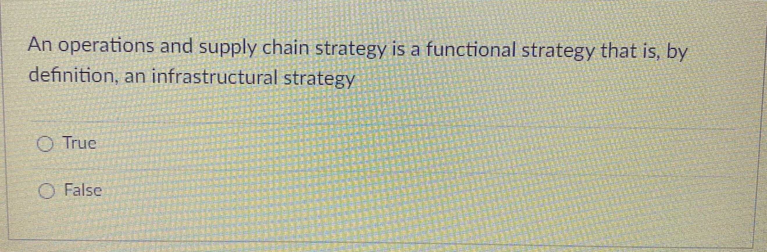 Solved An Operations And Supply Chain Strategy Is A Chegg