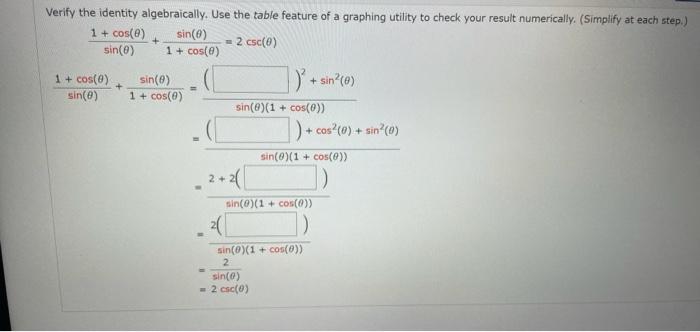 Solved Verify The Identity Algebraically Use The Table Chegg