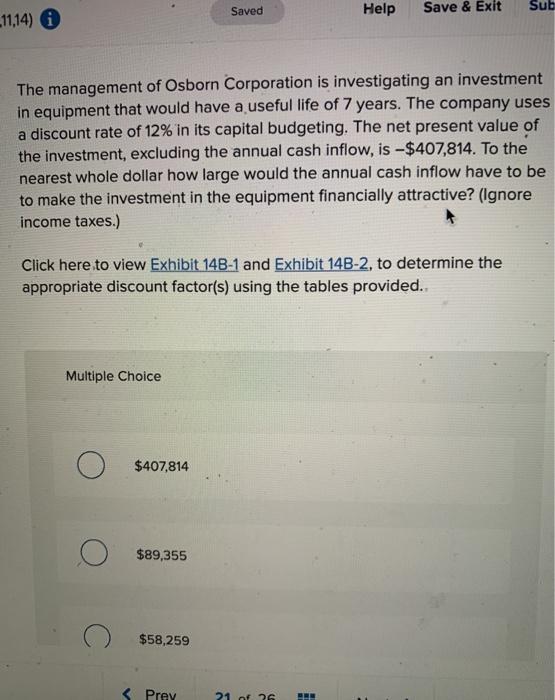 Solved Saved Help Save Exit Sub 11 14 The Management Of Chegg