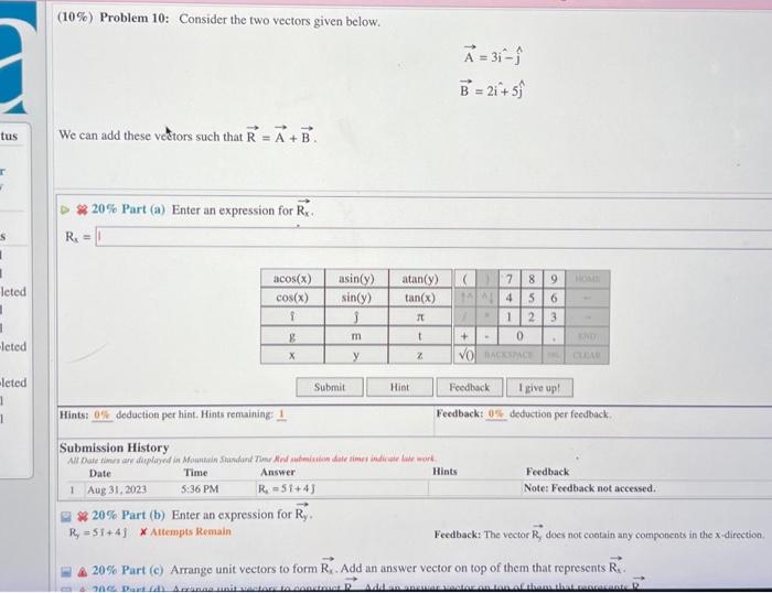 Solved Problem Consider The Two Vectors Given Chegg