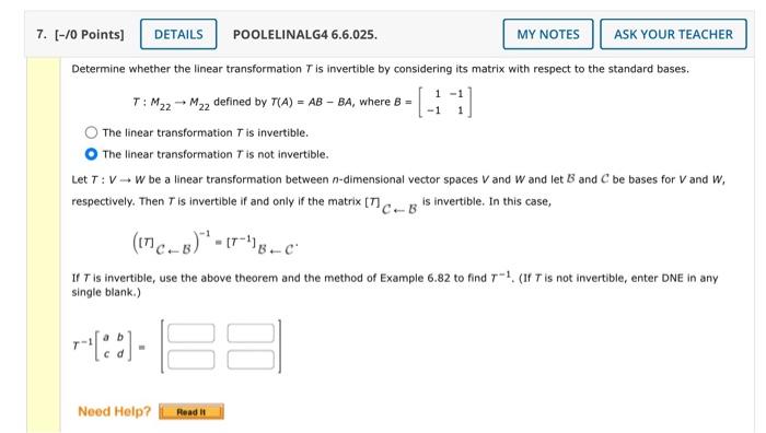 Solved Determine Whether The Linear Transformation T Is Chegg