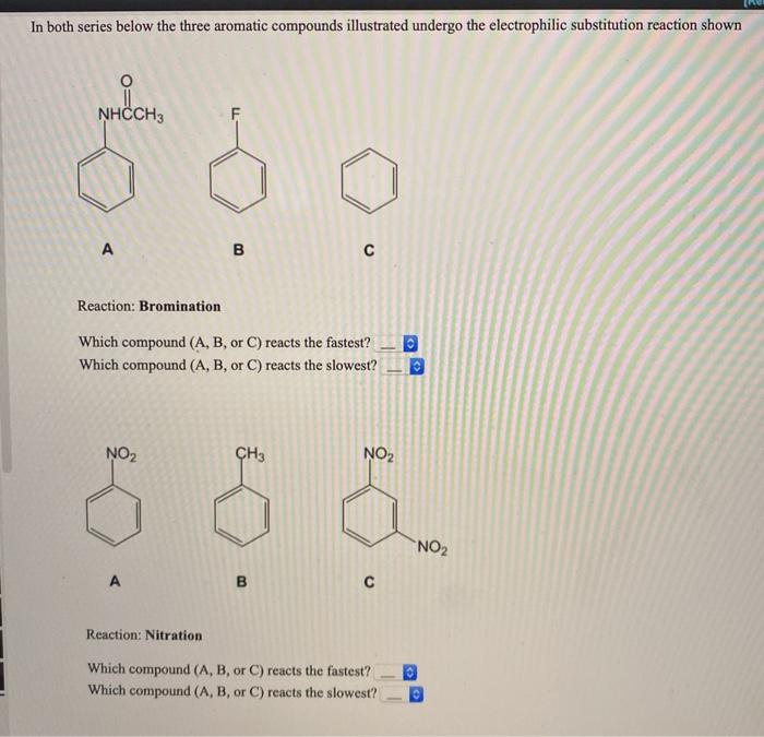 Solved In Both Series Below The Three Aromatic Compounds Chegg