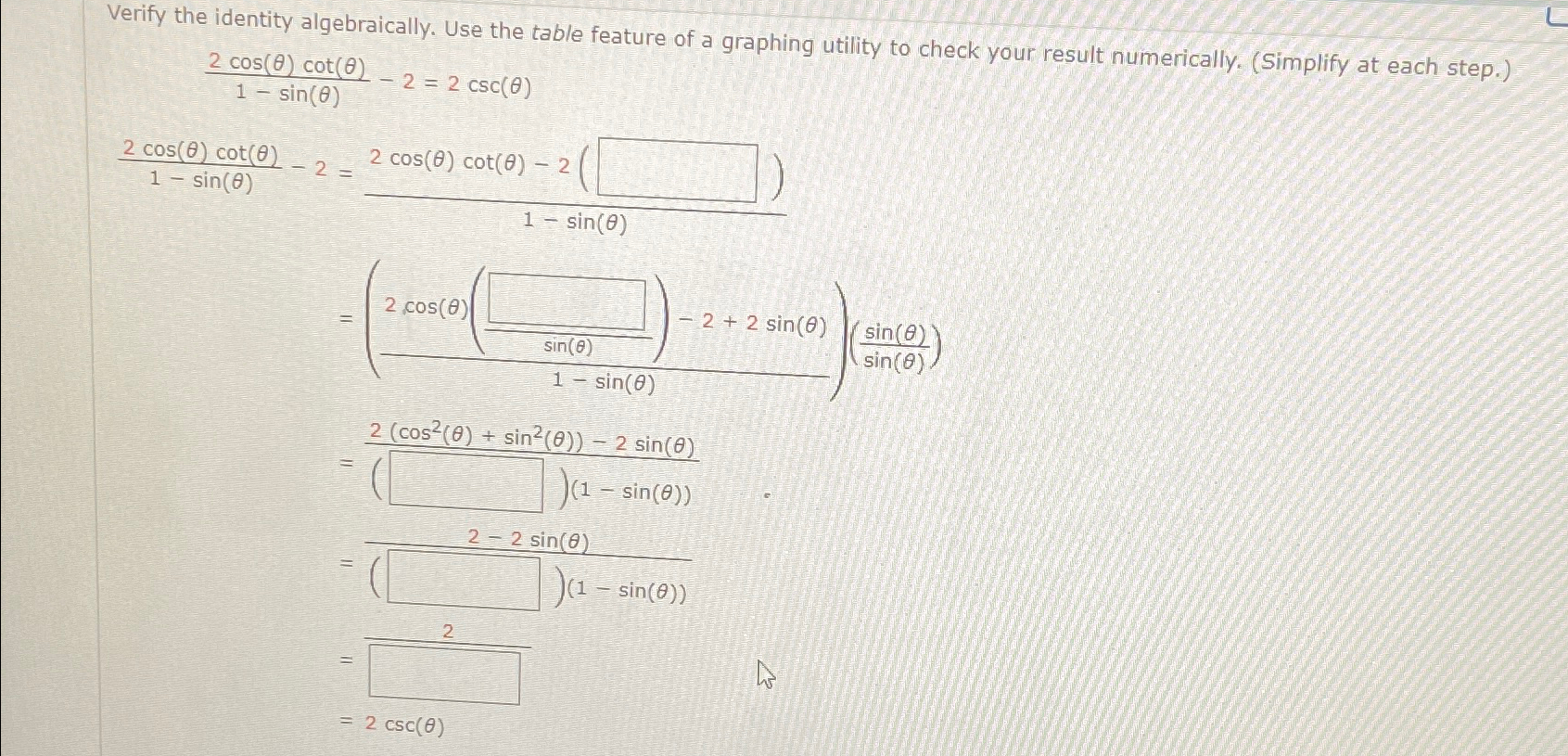 Solved Verify The Identity Algebraically Use The Table Chegg