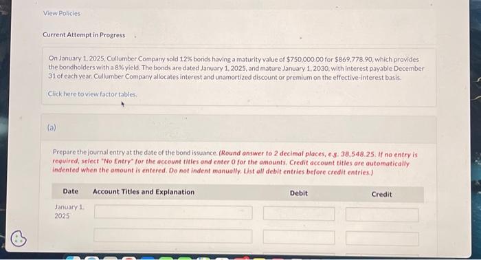 Solved On January Cullumber Company Sold Bonds Chegg