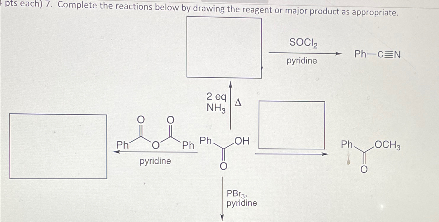 Solved Pts Each Complete The Reactions Below By Drawing Chegg