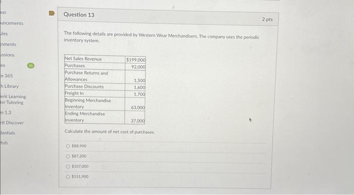 Solved R NQuestion 13 The Following Details Are Provided By Chegg