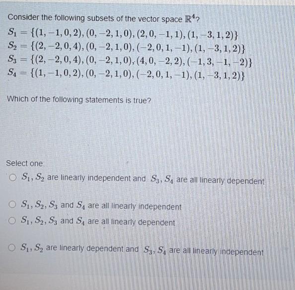 Solved Consider The Following Subsets Of The Vector Space Chegg