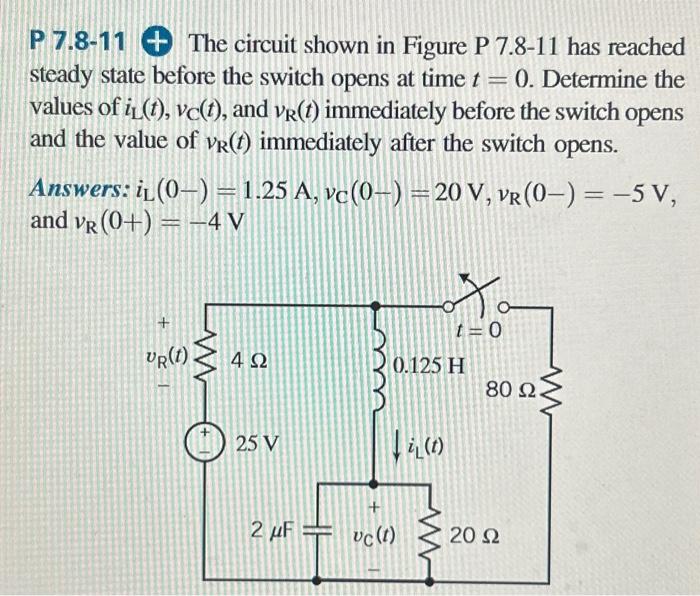 Solved P 7 8 11 The Circuit Shown In Figure P 7 8 11 Ha