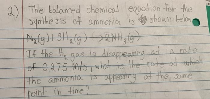 Solved 2 The Balanced Chemical Equation For The Synthe Jis Chegg