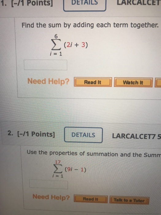 Solved Points Details Larcalcet Find The Sum By Chegg