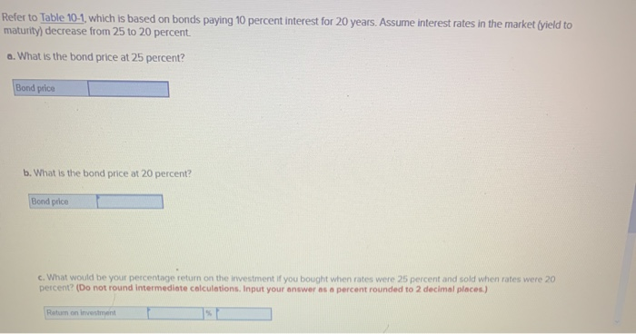 Solved Refer To Table Which Is Based On Bonds Paying Chegg