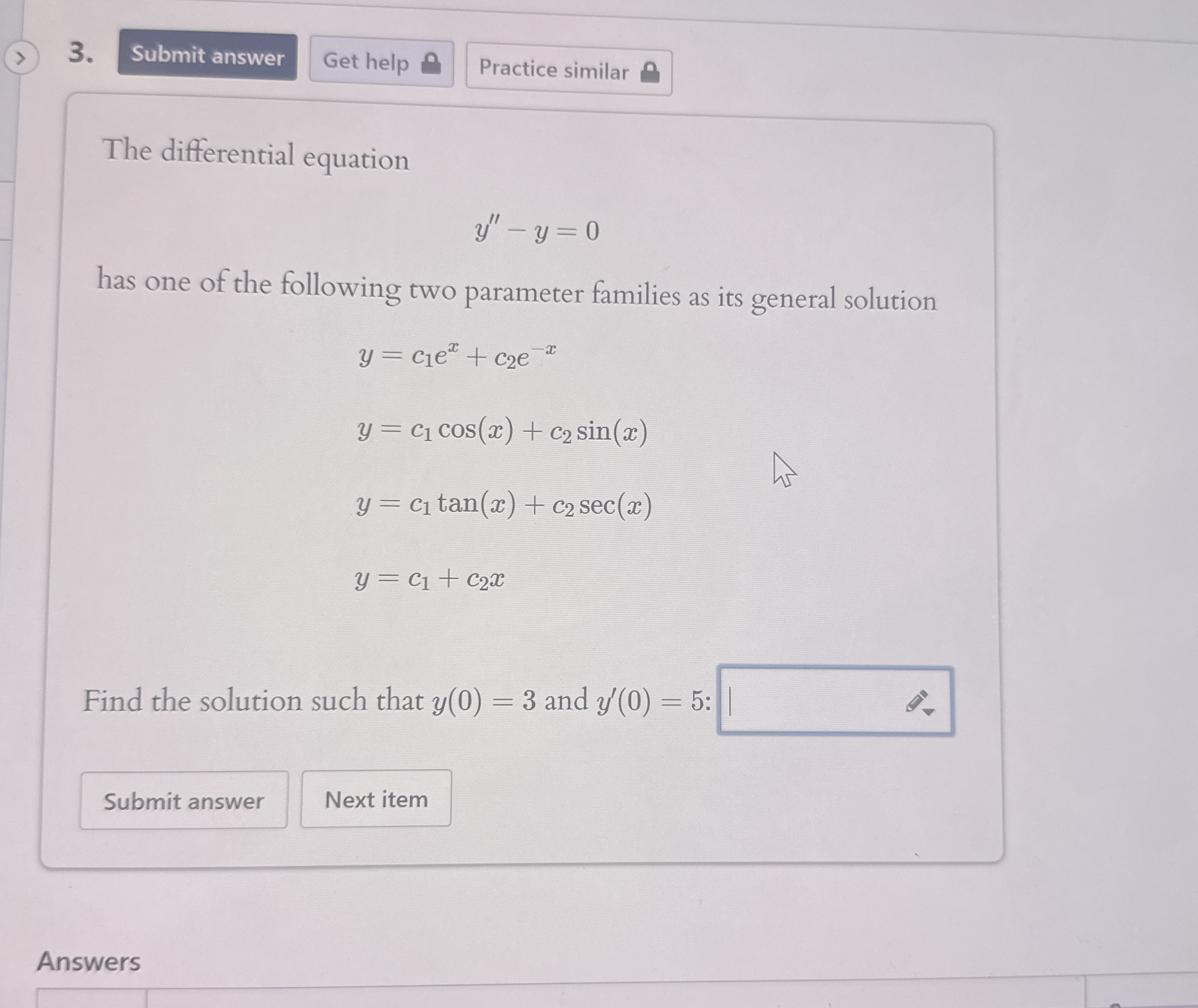 Solved The Differential Equationy Y 0has One Of The Chegg