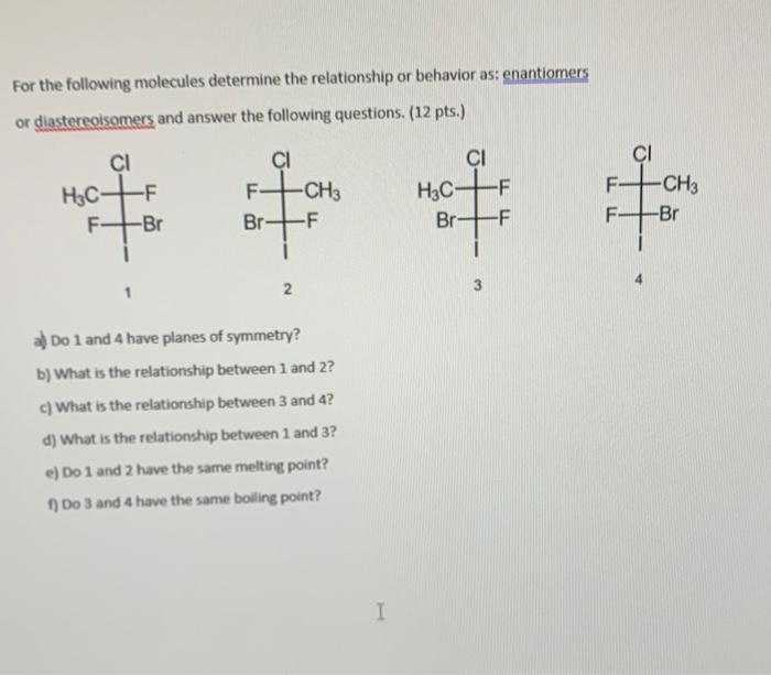 Solved For The Following Molecules Determine The Chegg