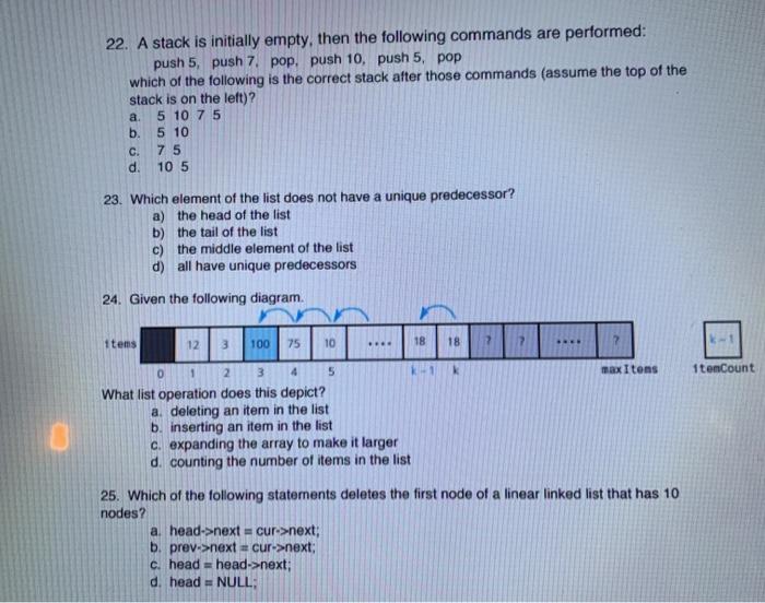 Solved 22 A Stack Is Initially Empty Then The Following Chegg