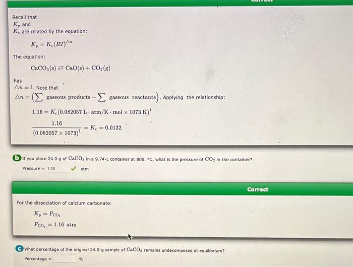 Solved Recall That Kp And Kc Are Related By The Equation Chegg