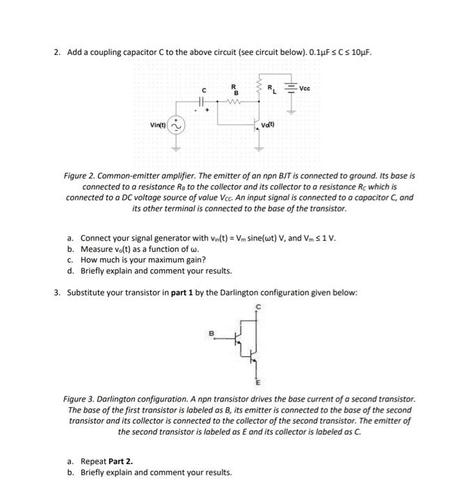 Solved 2 Add A Coupling Capacitor C To The Above Circuit Chegg