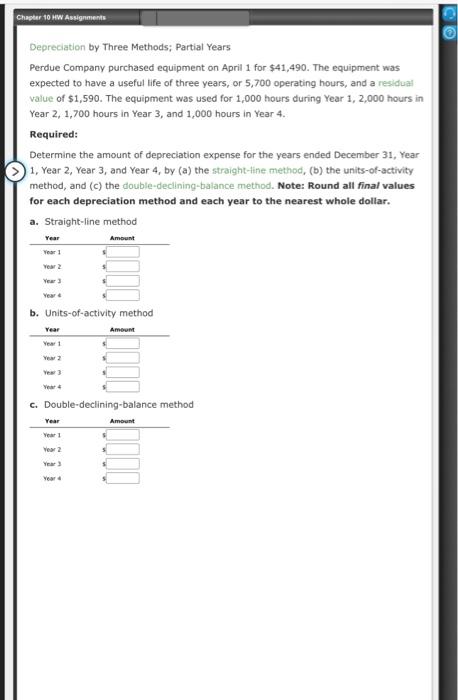 Solved Depreciation By Three Methods Partial Years Perdue Chegg