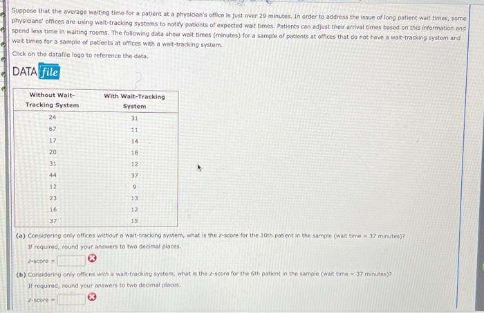 Solved Suppose That The Average Waiting Time For A Patient Chegg