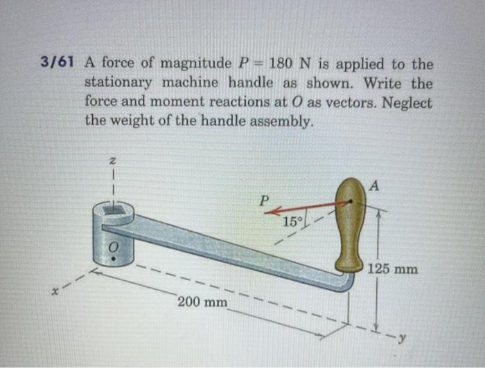 Solved 3 61 A Force Of Magnitude P 180 N Is Applied To The Chegg