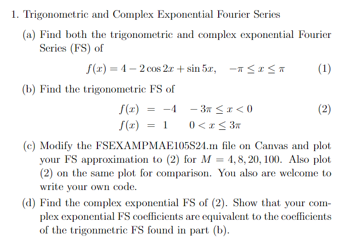 Trigonometric And Complex Exponential Fourier Chegg