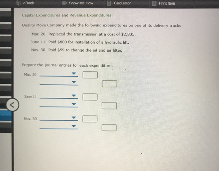 Solved Ebook Show Me How Calculator Print Item Capital Chegg