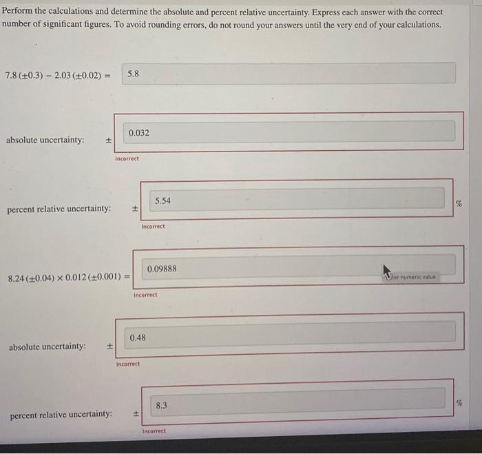 Solved Perform The Calculations And Determine The Absolute Chegg