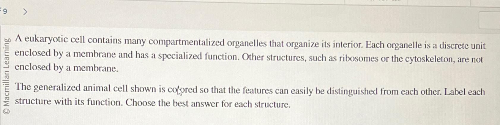 Solved A Eukaryotic Cell Contains Many Compartmentalized Chegg