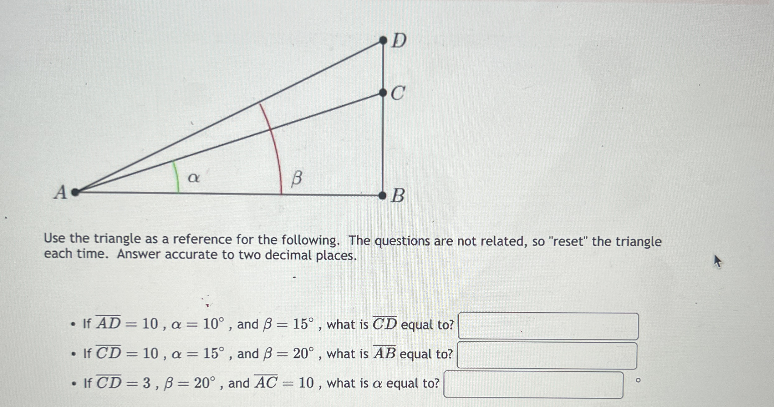 Solved Use The Triangle As A Reference For The Following