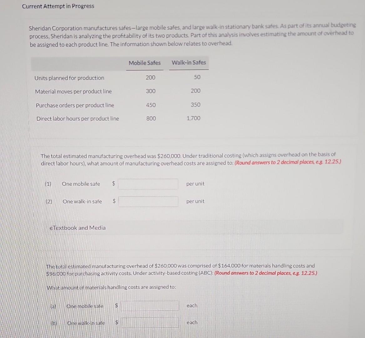 Solved Current Attempt In Progress Sheridan Corporation Chegg